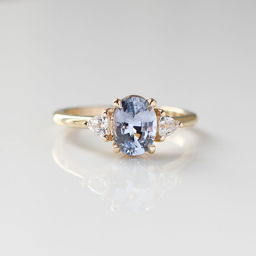 Oval Blue Sapphire Ring front view