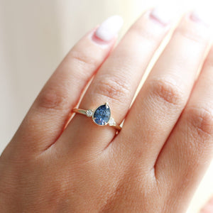 1.29ct Blue Lagoon Pear Sapphire Ring