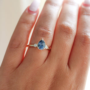 1.29ct Blue Lagoon Pear Sapphire Ring