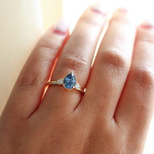 1.29ct Blue Lagoon Pear Sapphire Ring