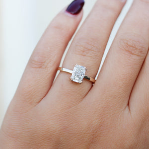 Radiant Cut Lab Diamond Ring worn on hand