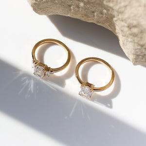 Diamond Gold Rings in sunlight profile view