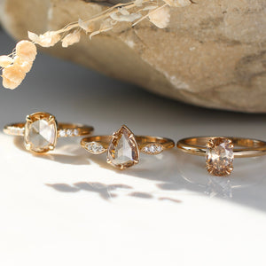 Three Champagne Diamond Rings in the sun 