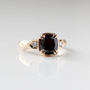 Cushion Cut Black Diamond Ring quarter side view