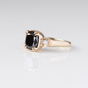 Cushion Cut Black Diamond Ring side view