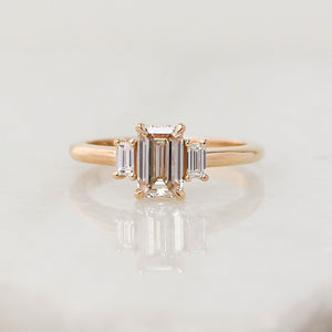 Emerald cut champagne diamond ring