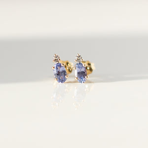 Purple Sapphire Oval Studs