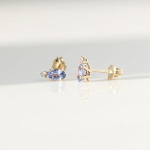 Purple Sapphire Oval Studs