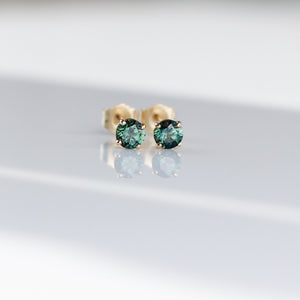 Round Green Sapphire Studs