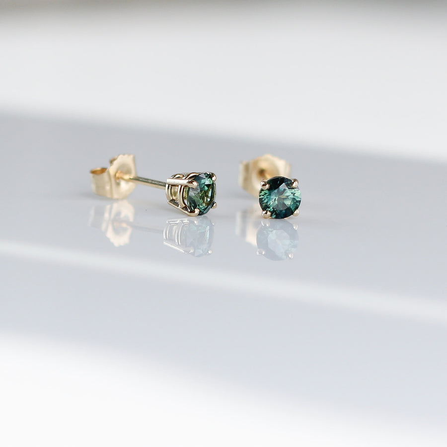 Round Green Sapphire Studs