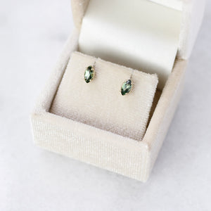 Green Sapphire Marquise Studs