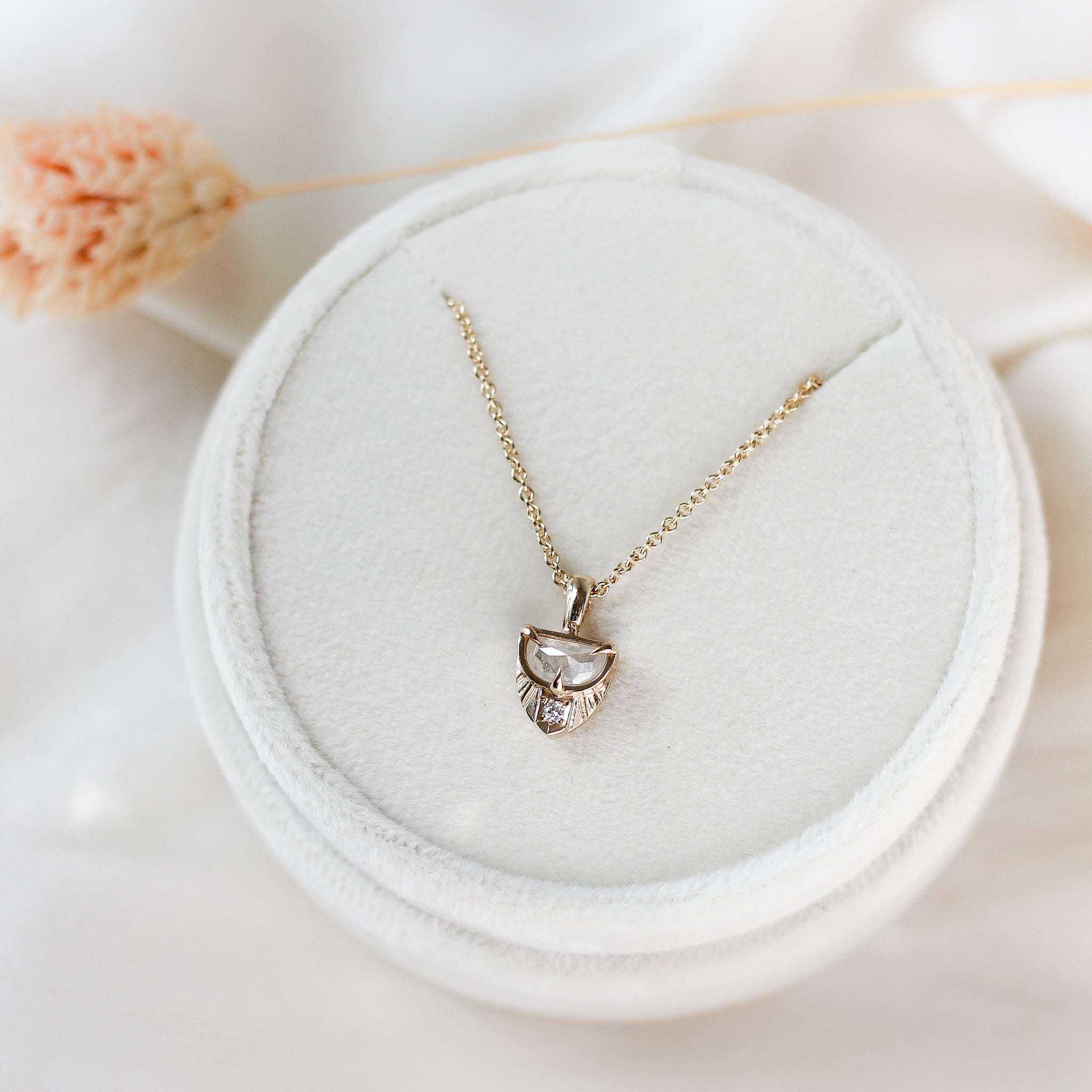 Half Moon Diamond Sun Necklace - ready to ship