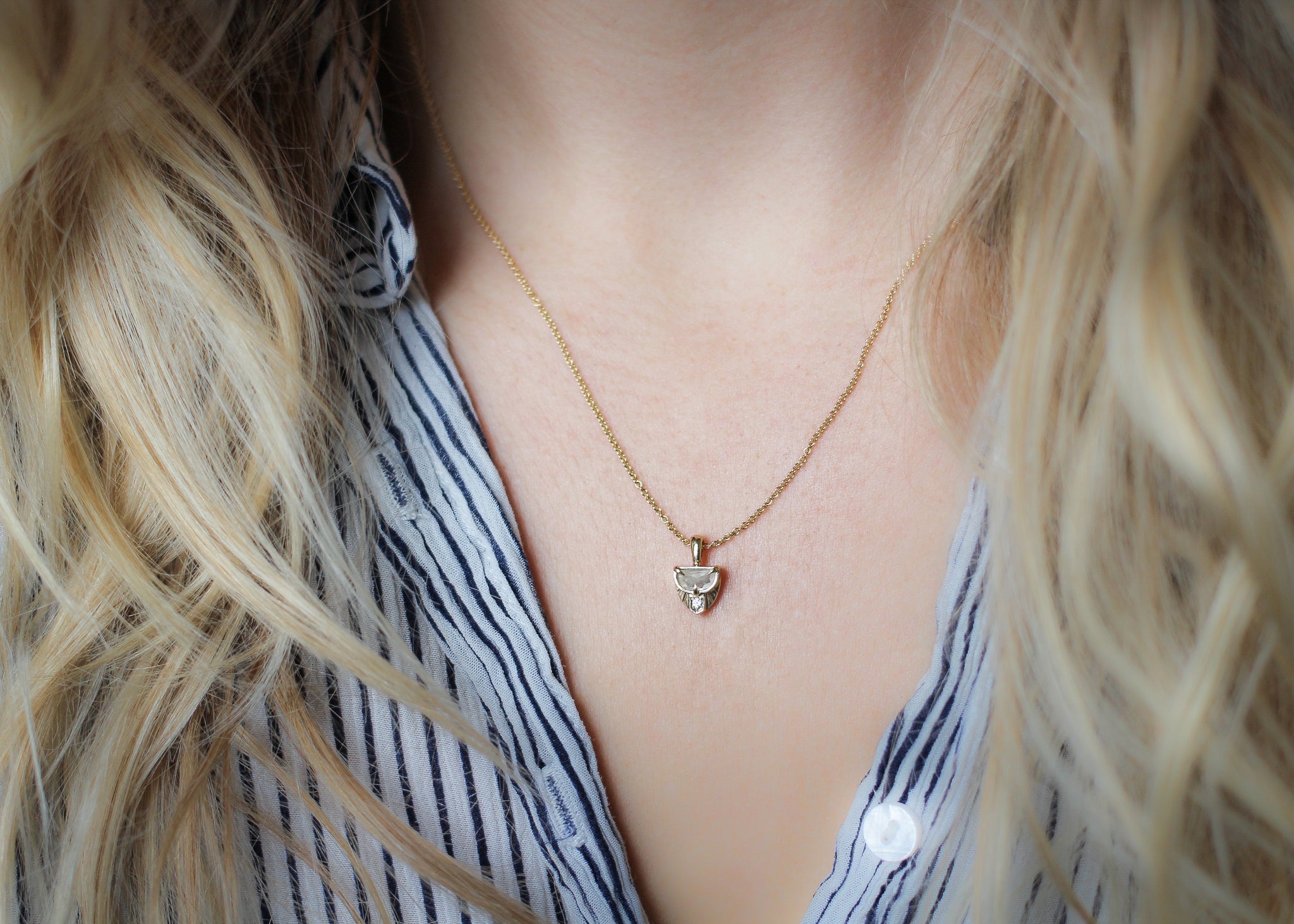 Half Moon Diamond Sun Necklace - ready to ship