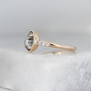 1.14ct Swan Oval Salt & Pepper Diamond Ring - ready to ship - Yuliya Chorna Jewellery